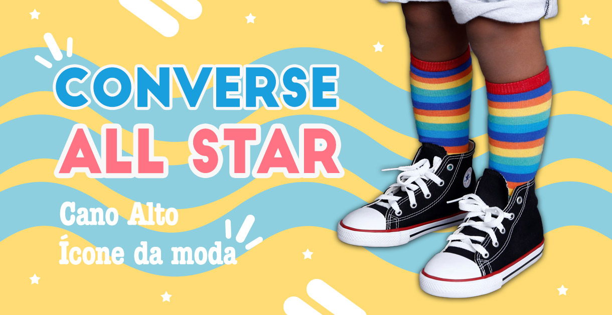 Tênis Infantil Unissex Converse All Star Cano Alto Preto Converse